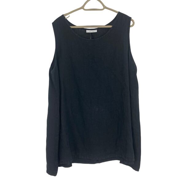 Bryn Walker Black Linen Lagenlook Sleeveless Tank Tunic Women’s XL Capsule Beach - Picture 1 of 9
